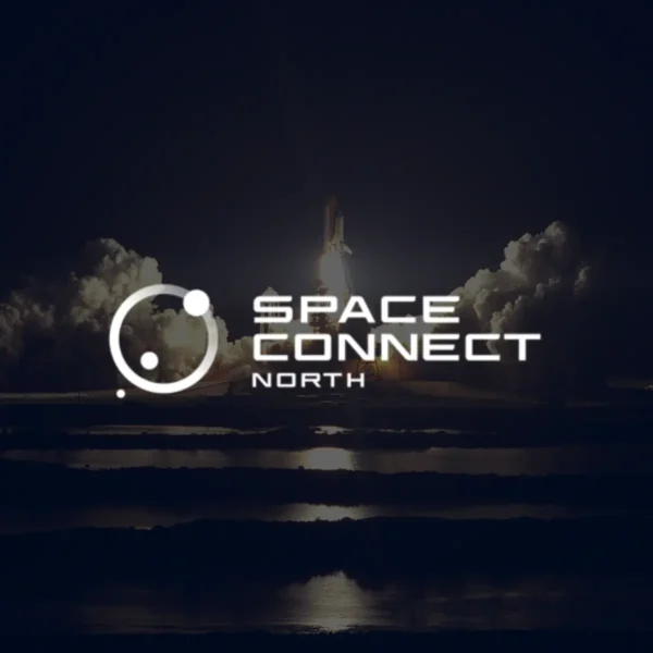 Rocket launch with Space Connect North logo.